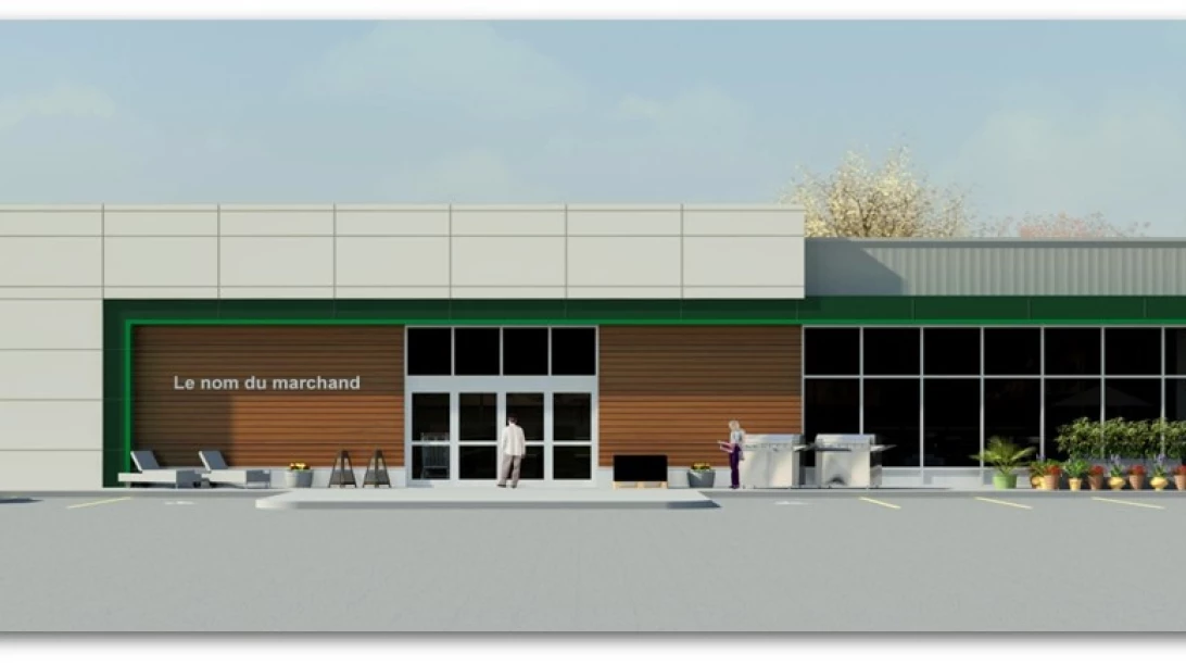 Design en trois dimensions de la façade d'un magasin BMR.