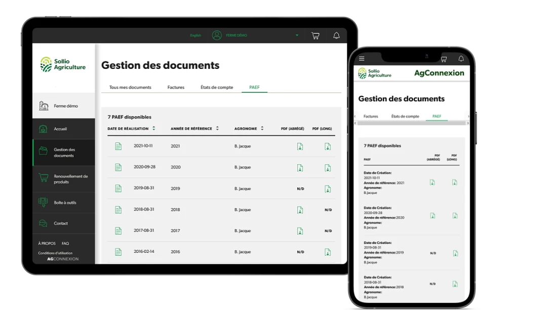 Saisie d'écran de l'AgConnexion.