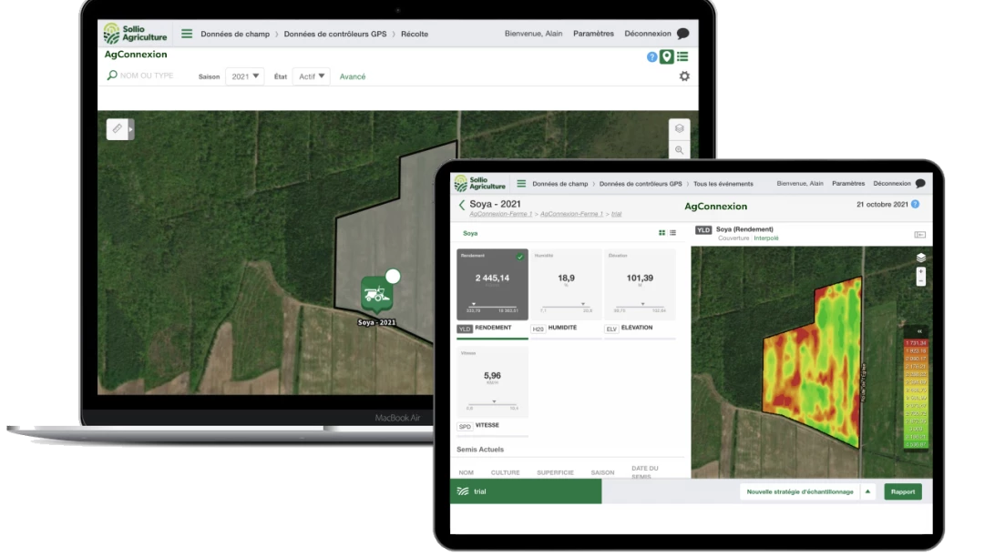 Saisie d'écran de l'AgConnexion, module Ferme intelligente.