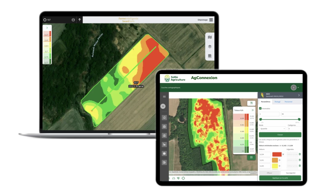 Saisie d'écran de l'AgConnexion, module Ferme intelligente.