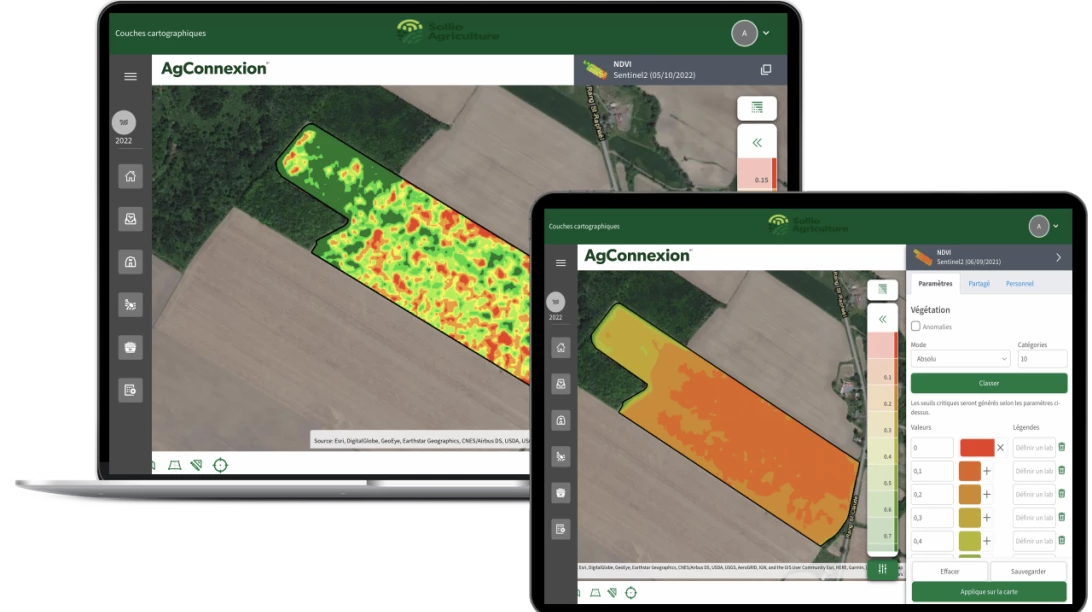 Saisie d'écran d'AgConnexion, module Ferme intelligente.