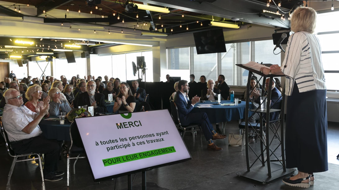 La salle pendant le discours de Mme Mailhot, présidente de SOCODEVI.