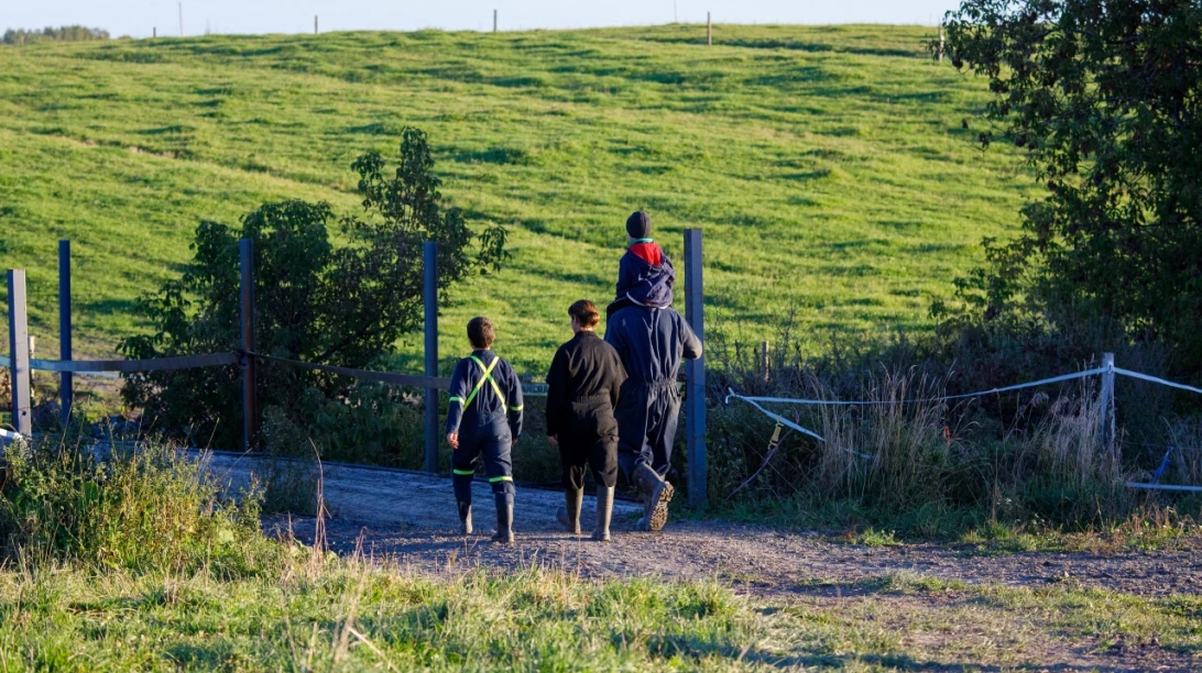 Gens marchant sur un chemin de terre