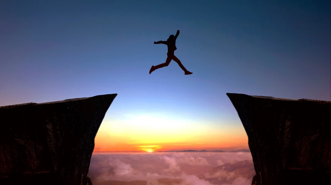 Un saut dans le vide représente le stress du changement