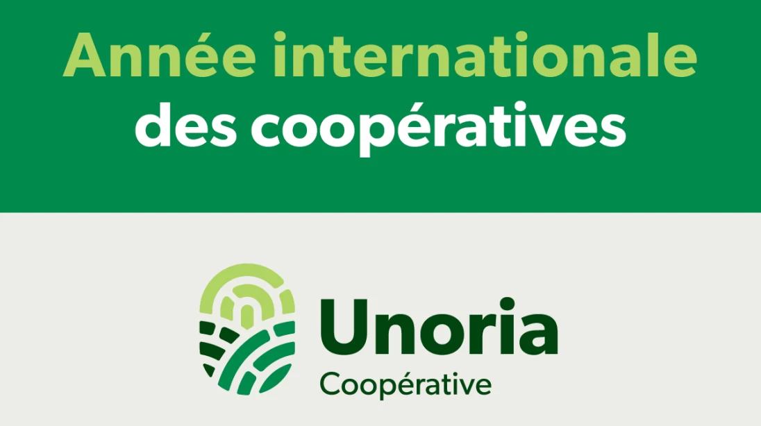 Logo d'Unoria Coopérative avec celui de l'Année internationale des coopératives