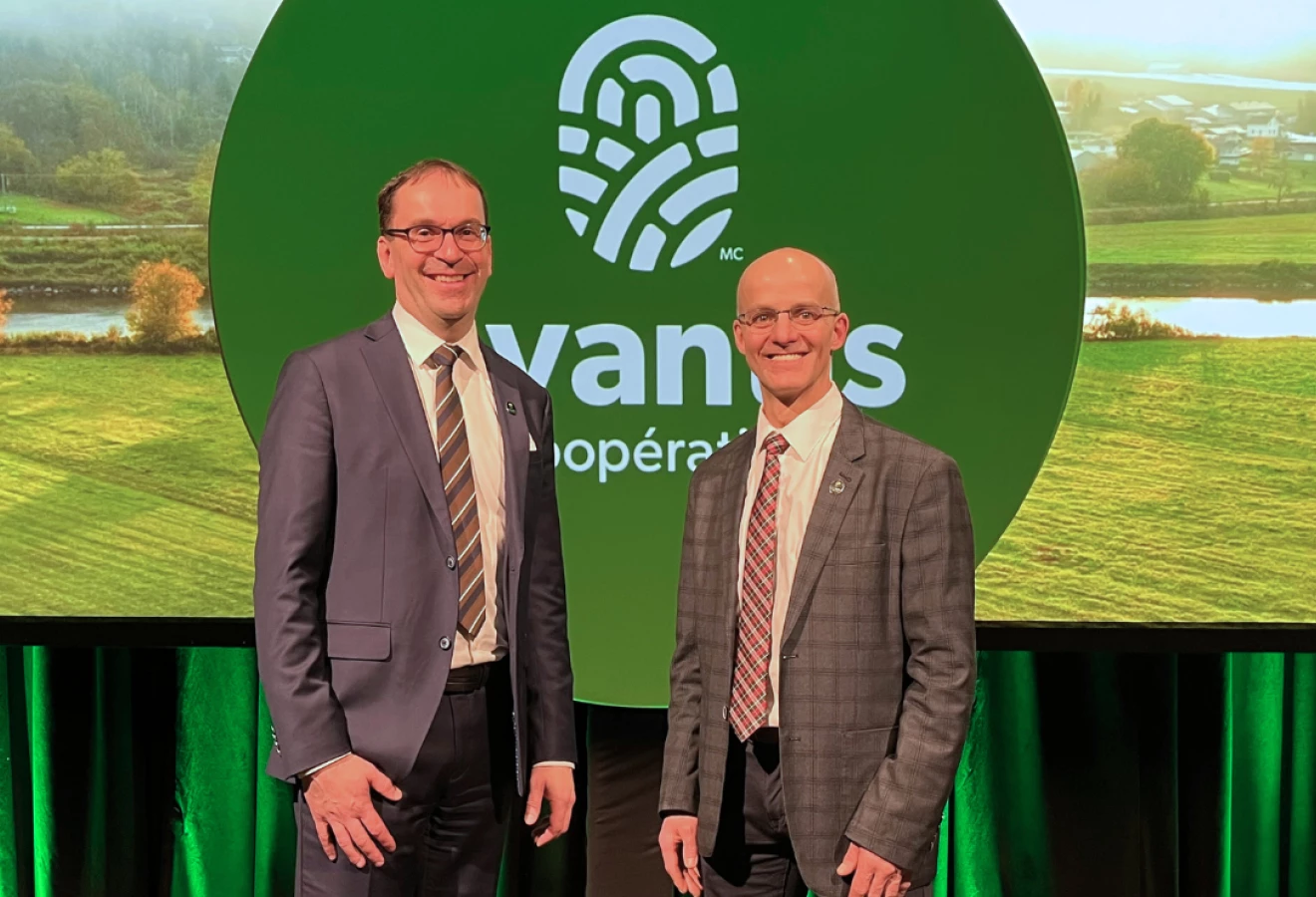 Michel Delisle, chef de la direction d’Avantis Coopérative, et Frédéric Martineau, président d’Avantis Coopérative