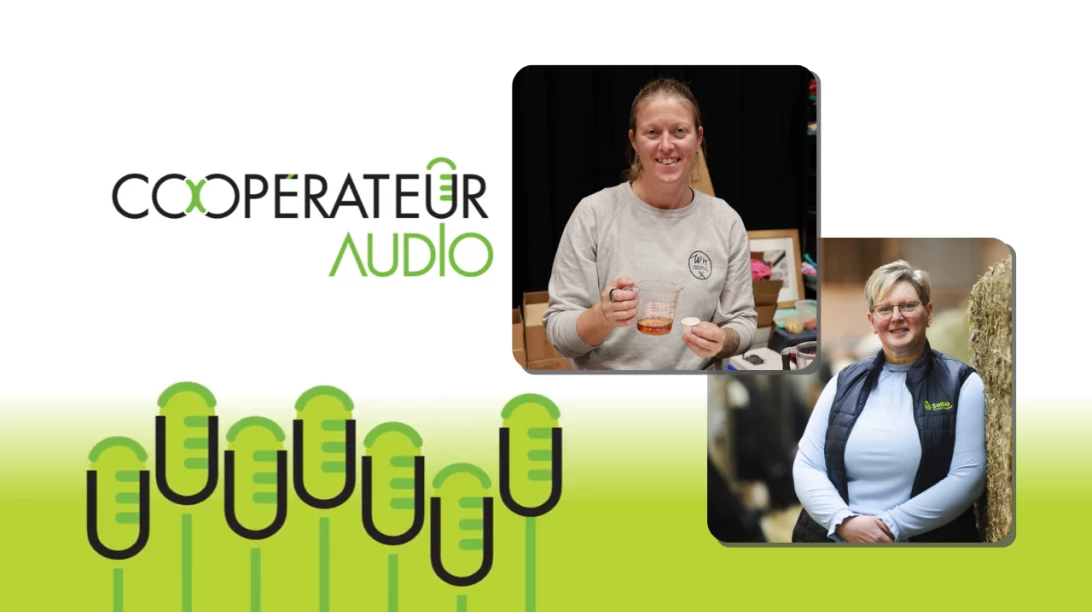 Visuel pour l'épisode du Coopérateur audio sur les agricultrices dans les conseils d'administration