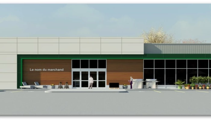 Design en trois dimensions de la façade d'un magasin BMR.