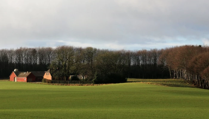 Vu de loin d'une ferme au Danemark.