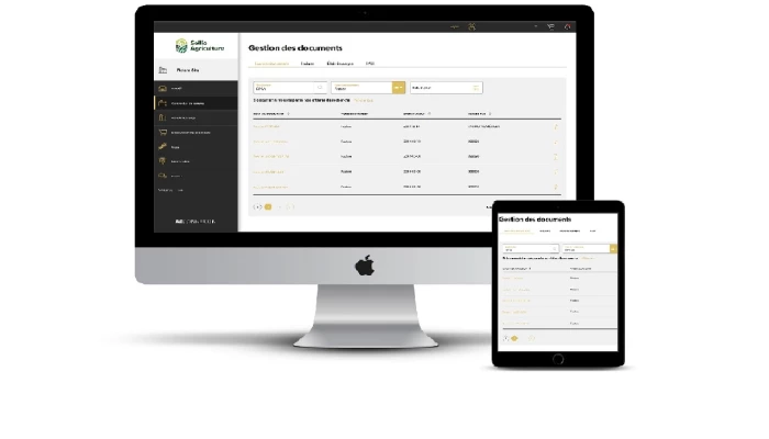 Saisie d'écran de l'outil Gestion des documents dans l'application AgConnexion.