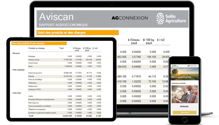 Saisie d'écran de l'outil Aviscan dans l'application AgConnexion.