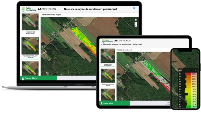 Saisie d'écran du module de rendement pluriannuel dans l'application AgConnexion.
