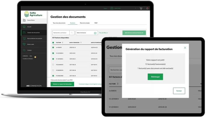AgConnexion : Téléchargement de factures en lot.
