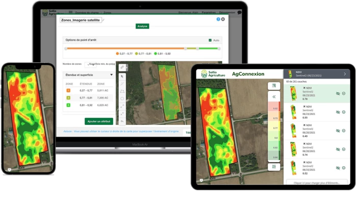 Saisie d'écran de l'AgConnexion, module Ferme intelligente.