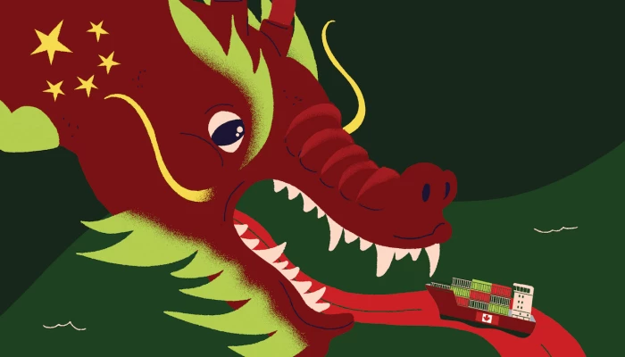 Dragon qui gobe des bateaux cargo. Comment nourrir le dragon chinois?