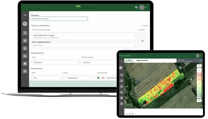 Saisie d'écran d'AgConnexion, module Ferme intelligente.