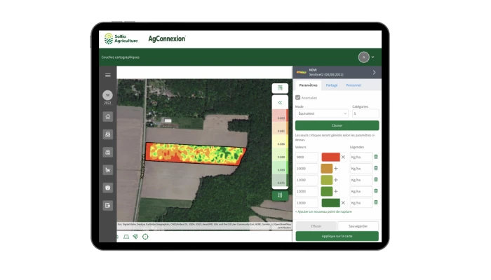 Capture d'écran d'AgConnexion, module Ferme intelligente.
