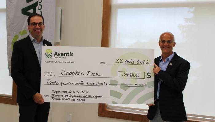 Michel Delisle, chef de la direction et Frédéric Martineau, président d’Avantis Coopérative