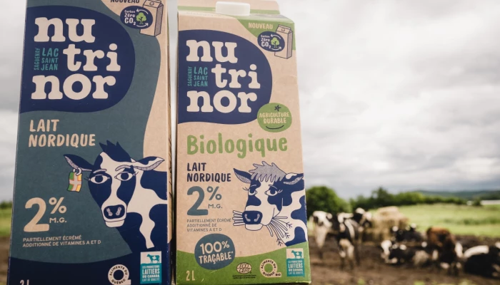 Nouveau visuel des pintes de lait de Nutrinor.
