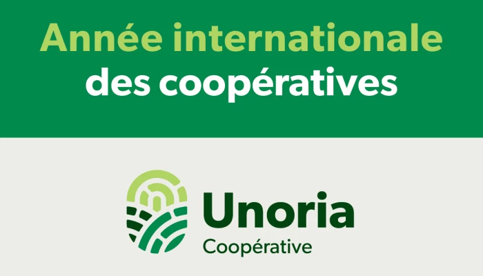 Logo d'Unoria Coopérative avec celui de l'Année internationale des coopératives