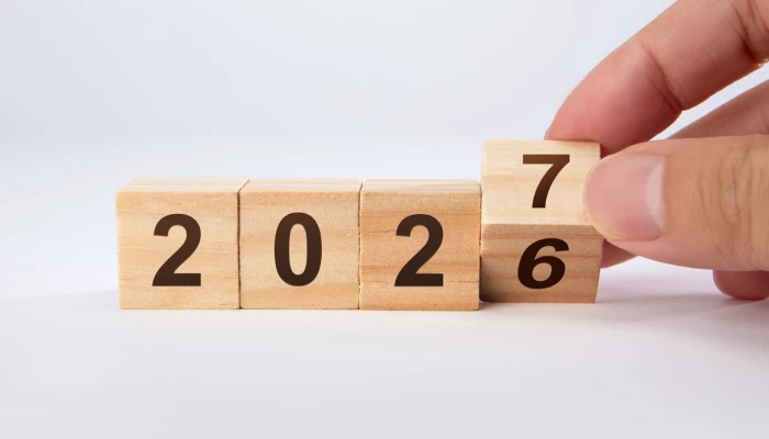 Blocs de chiffres représentant les années 2026-2027