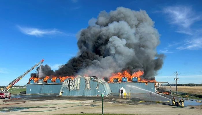 Incendie au centre d'engrais de Louiseville