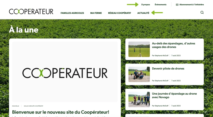 Site web Cooperateur - Accueil
