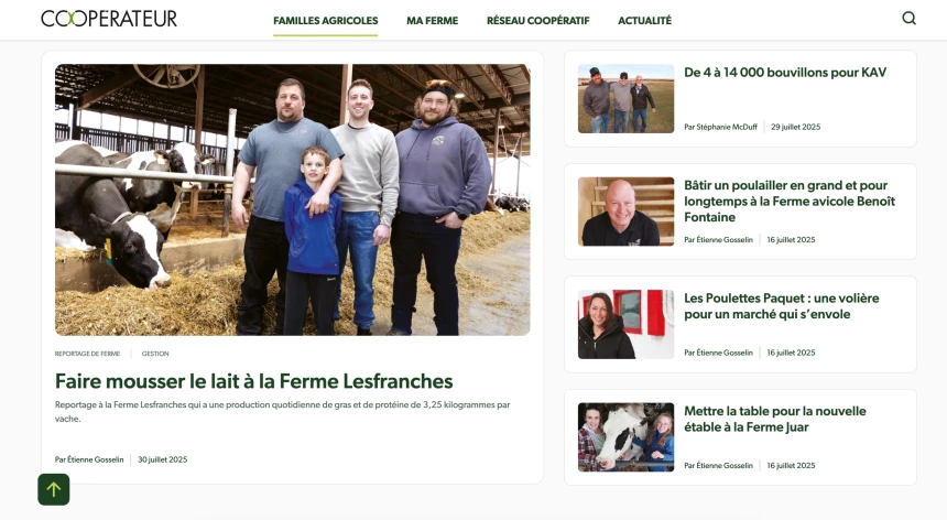 Site web Cooperateur - Articles vedettes