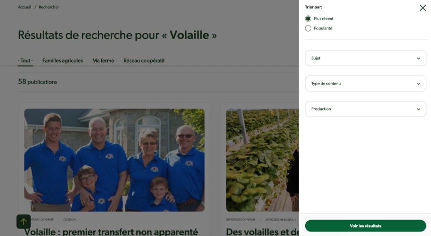 Site web Cooperateur - Filtre