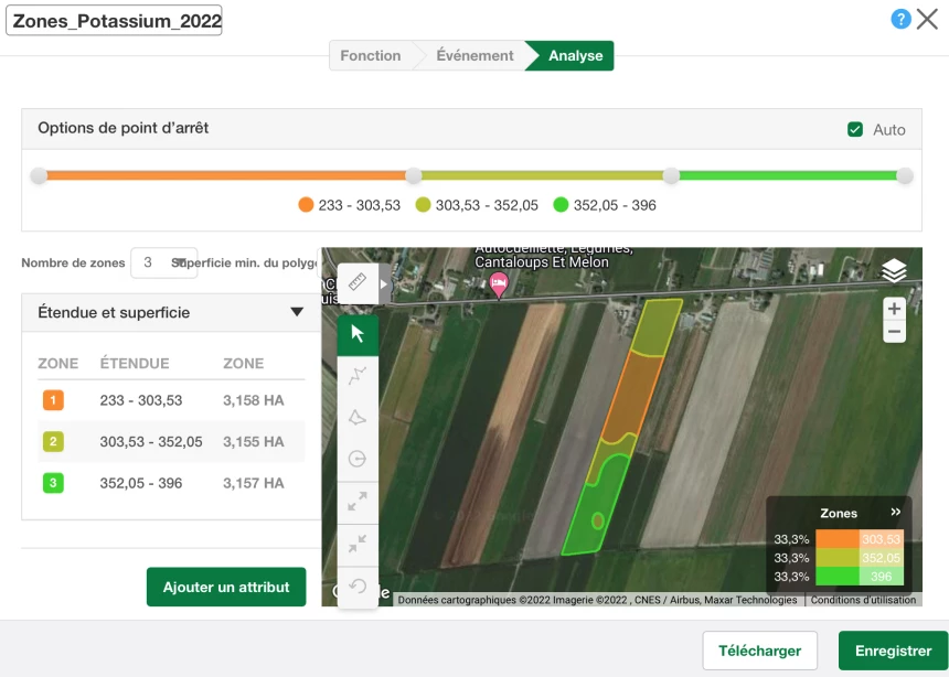 Fonction multichamps de la Ferme intelligente dans l'application AgConnexion.