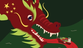 Dragon qui gobe des bateaux cargo. Comment nourrir le dragon chinois?