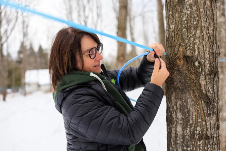 Josée Létourneau dans son érablière