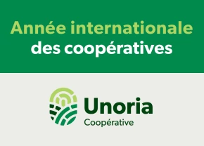 Logo d'Unoria Coopérative avec celui de l'Année internationale des coopératives