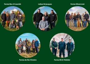 Bannière avec les 5 finalistes du Prix relève Sollio 2025-2026